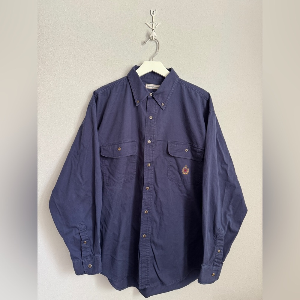 Vintage 80s/90s Bugle Boy Company button down with crest logo.